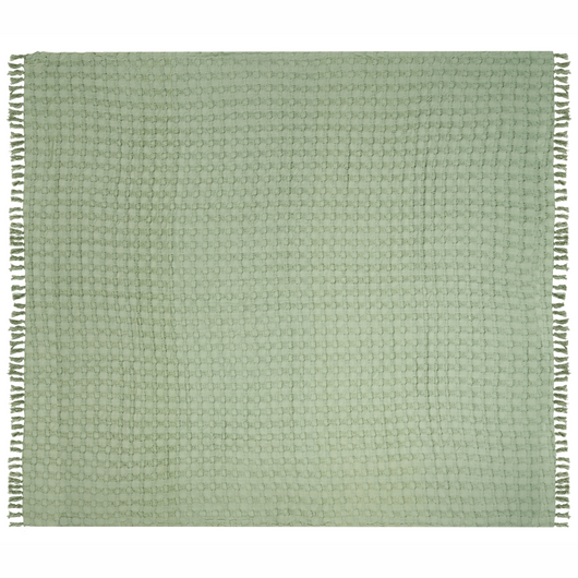 Copriletto in tessuto di cotone verde 200 x 220 cm con frange Coperta decorativa Biancheria da letto design classico Camera da letto