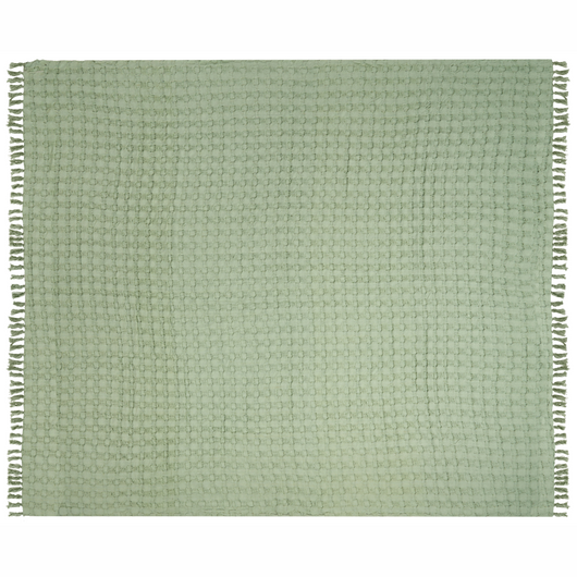 Copriletto in tessuto di cotone verde 220 x 240 cm con frange Coperta decorativa Biancheria da letto design classico Camera da letto