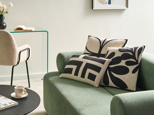 Set di 3 cuscini decorativi in tessuto di cotone beige e nero con motivo astratto 45/30 x 45/50 cm Cuscino decorativo