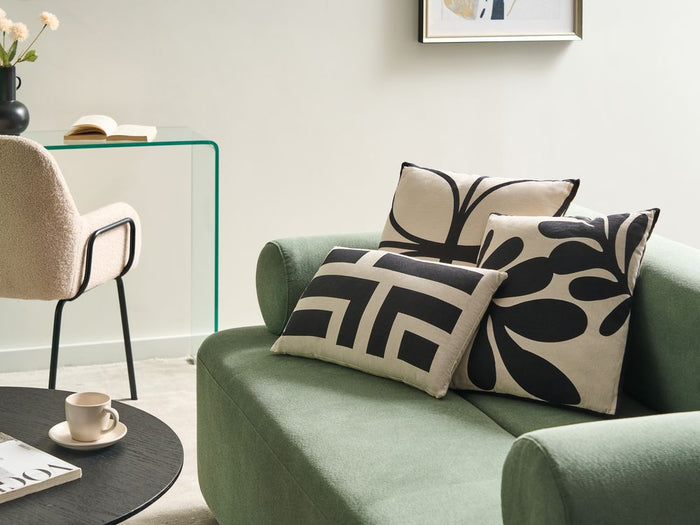 Set di 3 cuscini decorativi in tessuto di cotone beige e nero con motivo astratto 45/30 x 45/50 cm Cuscino decorativo