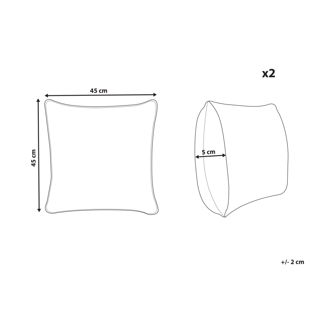 Set di 2 cuscini decorativi in tessuto di cotone beige e nero con motivo floreale, 45 x 45 cm