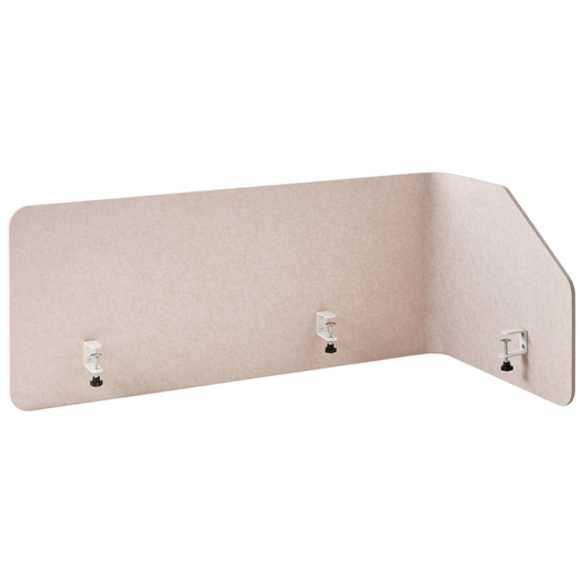 Parete divisoria angolare per scrivania Pannello in PET beige Morsetti di fissaggio in acciaio 120 x 60 x 50 cm Parete divisoria acustica Modulare Home Office