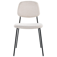 Set di 4 sedie da pranzo beige chiaro e nero con gambe in ferro e rivestimento in poliestere nero senza braccioli design moderno e minimalista
