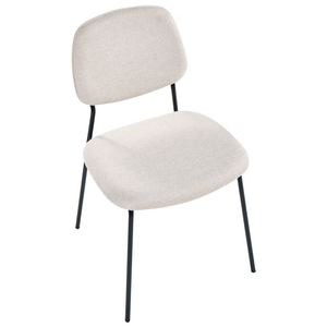 Set di 4 sedie da pranzo beige chiaro e nero con gambe in ferro e rivestimento in poliestere nero senza braccioli design moderno e minimalista