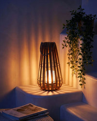 Lanterna solare Marrone chiaro Materiale sintetico LED Decorazione interna ed esterna a basso consumo energetico Rustico Boho