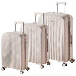 Set di 3 valigie rigide Grigio chiaro Materiale sintetico Lucchetto TSA in ferro Ruote silenziose Cerniera antifurto 3 misure stile Moderno