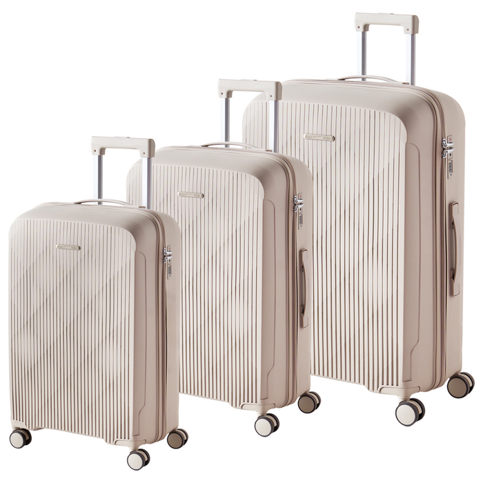 Set di 3 valigie rigide Grigio chiaro Materiale sintetico Lucchetto TSA in ferro Ruote silenziose Cerniera antifurto 3 misure stile Moderno