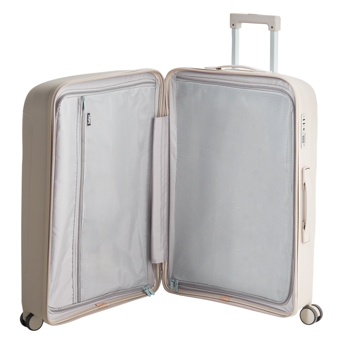 Set di 3 valigie rigide Grigio chiaro Materiale sintetico Lucchetto TSA in ferro Ruote silenziose Cerniera antifurto 3 misure stile Moderno