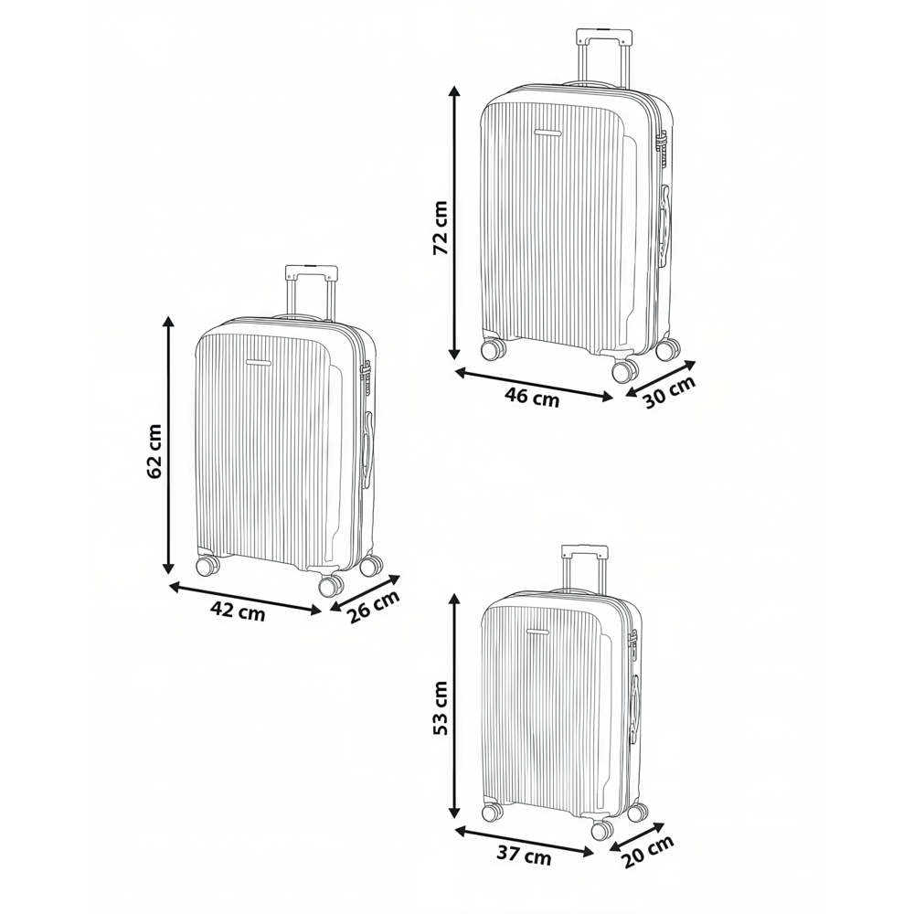 Set di 3 valigie rigide Grigio chiaro Materiale sintetico Lucchetto TSA in ferro Ruote silenziose Cerniera antifurto 3 misure stile Moderno
