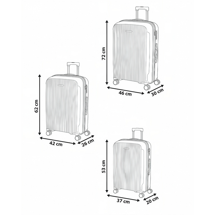 Set di 3 valigie rigide Grigio chiaro Materiale sintetico Lucchetto TSA in ferro Ruote silenziose Cerniera antifurto 3 misure stile Moderno