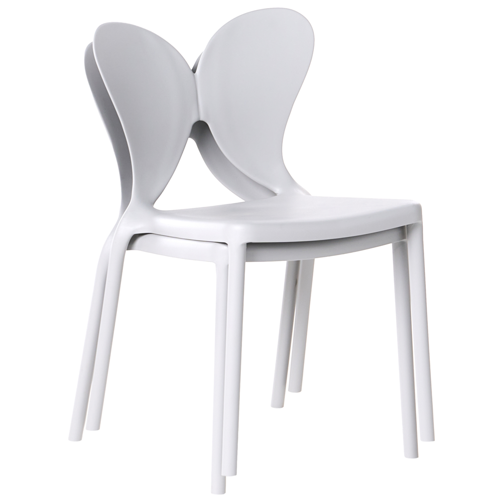 Set di 2 sedie da giardino grigio chiaro Materiale sintetico Plastica Interno Esterno Giardino Schienale a farfalla Sala da pranzo Stile moderno minimalista