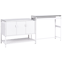 Mobile da cucina da esterno bianco in acciaio inossidabile a 3 ante con piano superiore Cucina da giardino Sala da pranzo