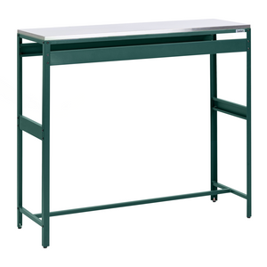 Mobile da cucina da esterno verde in acciaio inossidabile con 3 ante e piano da cucina da giardino