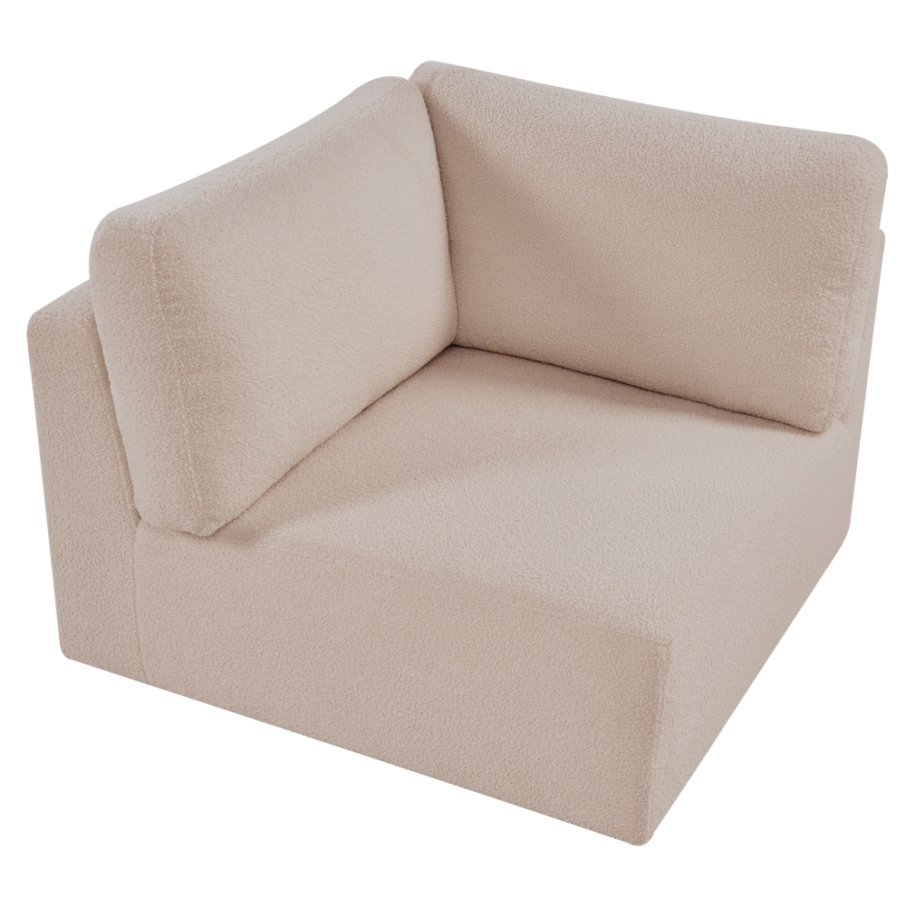 Divano angolare a 1 posto Modulo in tessuto beige lato destro stile moderno