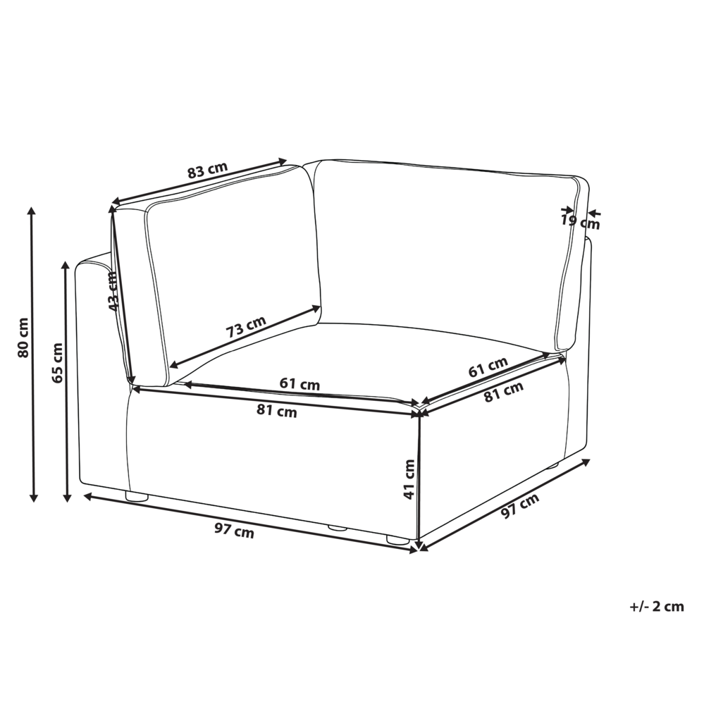 Divano angolare a 1 posto Modulo in tessuto beige lato destro stile moderno
