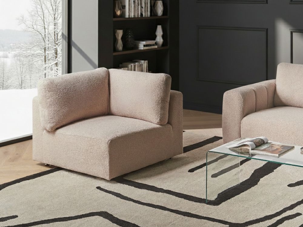 Divano angolare a 1 posto Modulo in tessuto beige lato sinistro stile moderno