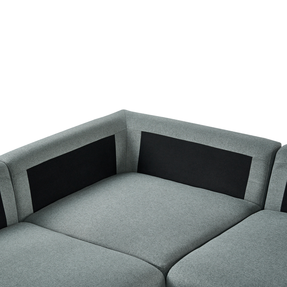 Divano a 5 posti in tessuto modulare verde lato destro stile minimale moderno