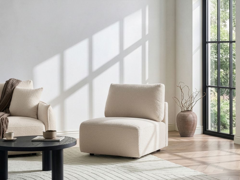 Modulo poltrona Bouclé bianco sporco Poltrona a 1 posto Stile moderno Soggiorno