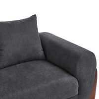 Divano a 3 posti Rivestimento in tessuto nero Gambe in legno con braccioli Divano a due posti Soggiorno Stile moderno