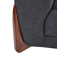 Divano a 3 posti Rivestimento in tessuto nero Gambe in legno con braccioli Divano a due posti Soggiorno Stile moderno