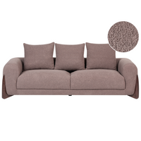 Divano a 3 posti Rivestimento in tessuto bouclè marrone Gambe in legno con braccioli Soggiorno Stile moderno