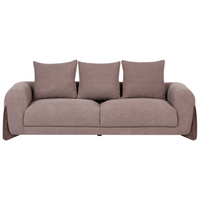 Divano a 3 posti Rivestimento in tessuto bouclè marrone Gambe in legno con braccioli Soggiorno Stile moderno