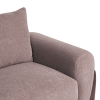 Divano a 3 posti Rivestimento in tessuto bouclè marrone Gambe in legno con braccioli Soggiorno Stile moderno