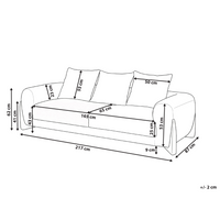 Divano a 3 posti Rivestimento in tessuto bouclè marrone Gambe in legno con braccioli Soggiorno Stile moderno