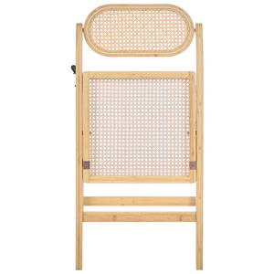 Set di 2 sedie da pranzo in legno di bambù marrone chiaro e rattan PE pieghevoli in stile boho per cucina e sala da pranzo