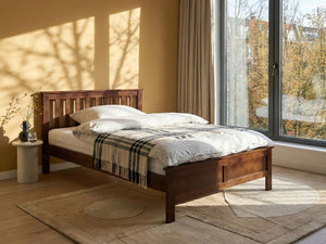 Letto in legno marrone scuro 120 x 200 cm rete a doghe stile scandinavo tradizionale camera da letto