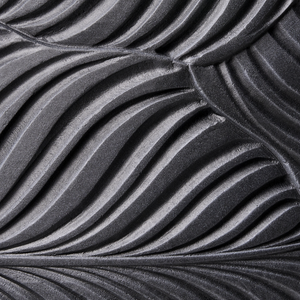 Vaso da fiori grigio in fibra di argilla verniciata per interni ed esterni, rotondo, 42 x 42 x 42 cm, motivo a foglie