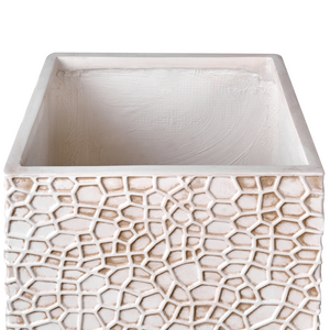 Vaso da fiori in fibra di argilla beige per interni ed esterni quadrato 44 x 44 x 38 cm elemento decorativo design moderno soggiorno giardino