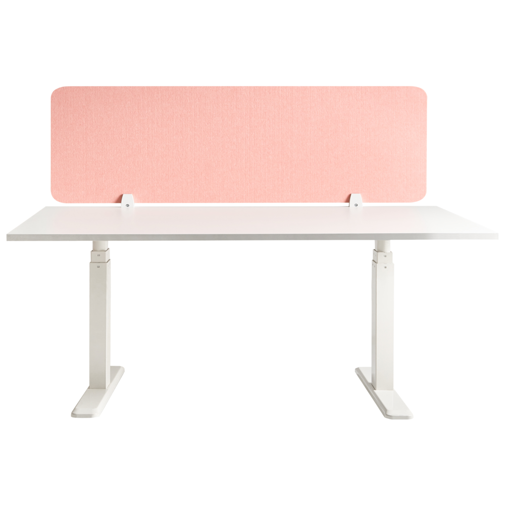 Schermo da tavolo Beige PET Board Copertura in tessuto 160 x 50 cm Schermo acustico Morsetti di montaggio modulari Casa Ufficio