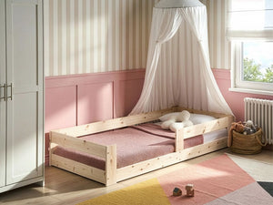 Letto a piattaforma per bambini in legno di pino con rete a doghe marrone chiaro 90 x 200 cm con telaio a doghe