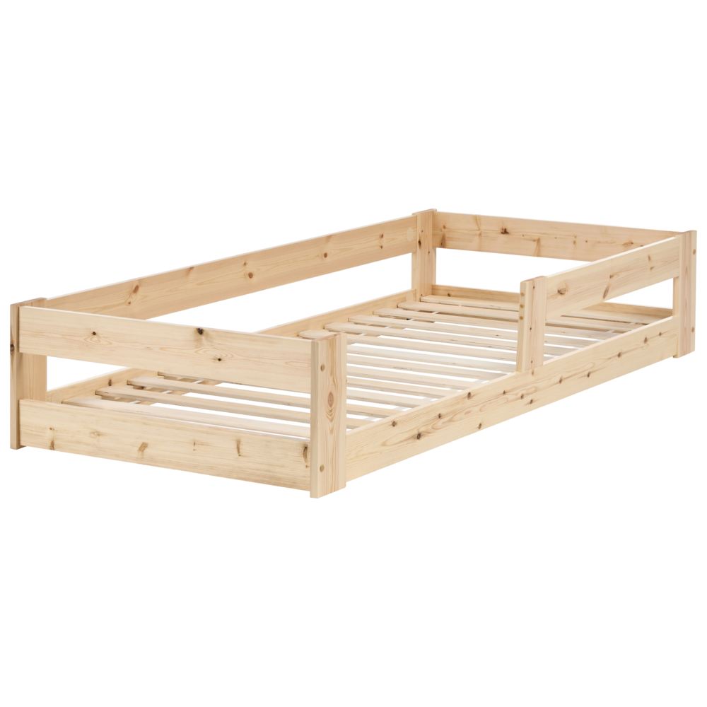 Letto a piattaforma per bambini in legno di pino con rete a doghe marrone chiaro 90 x 200 cm con telaio a doghe