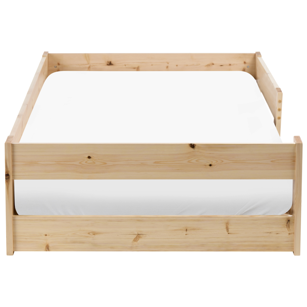 Letto a piattaforma per bambini in legno di pino con rete a doghe marrone chiaro 90 x 200 cm con telaio a doghe