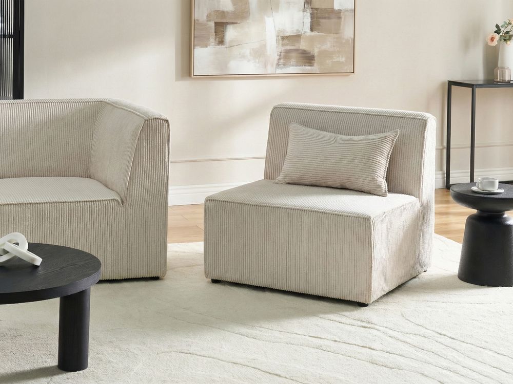 Poltrona Rettangolare in Velluto Colore Beige stile moderno monoposto