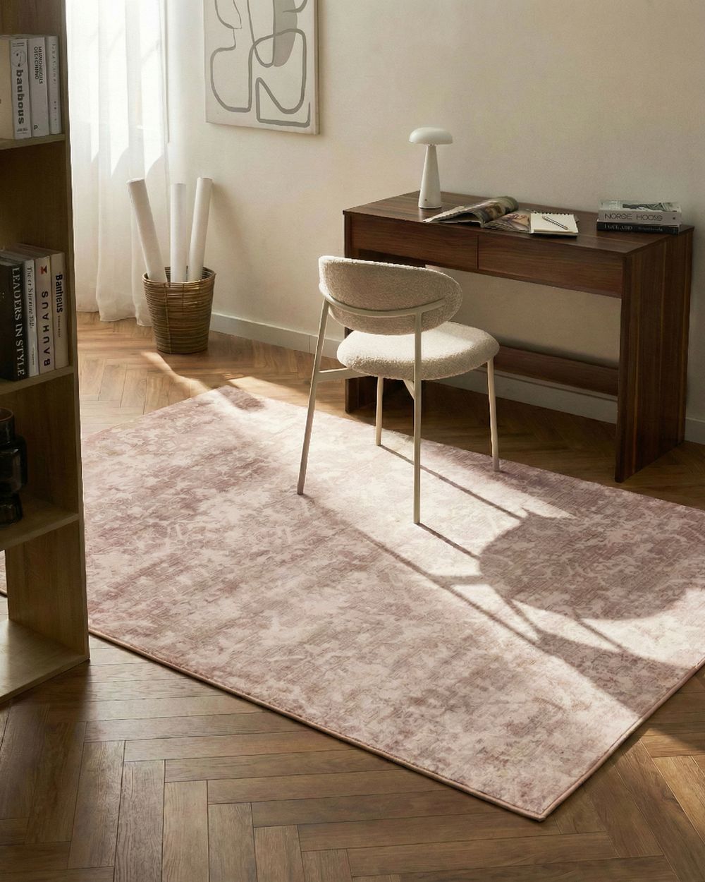 Tappeto Beige Tessuto 160 x 230 cm Moderno Solido Corridoio Per Riscaldamento a Pavimento Fondo Antiscivolo