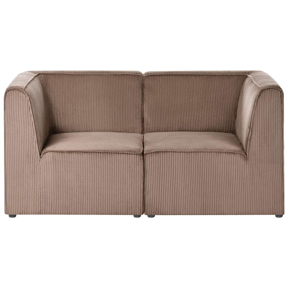 Divano modulare 2 posti con Ottomana in Velluto a coste beige stile classico soggiorno