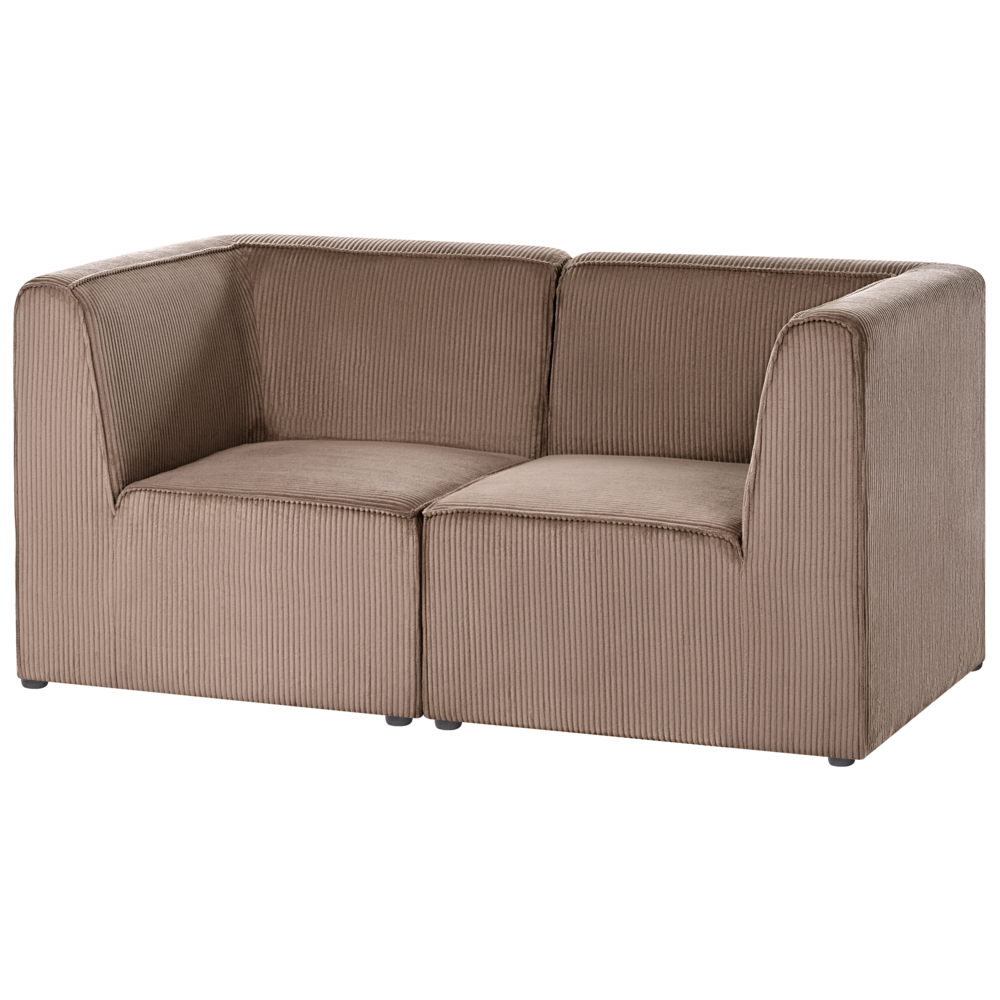 Divano modulare 2 posti con Ottomana in Velluto a coste beige stile classico soggiorno