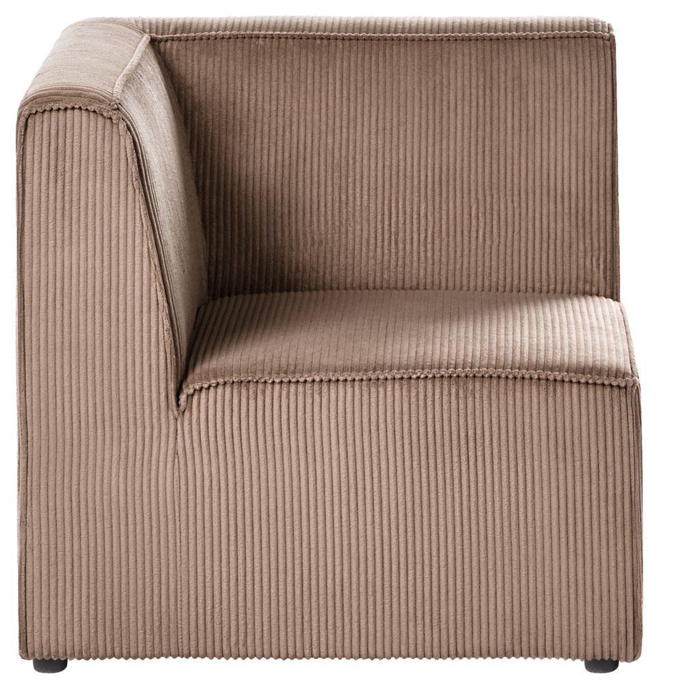 Divano modulare 2 posti con Ottomana in Velluto a coste beige stile classico soggiorno