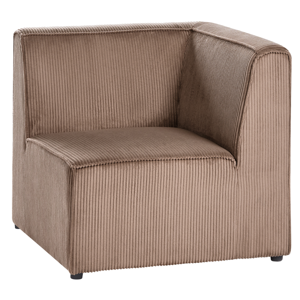 Divano modulare 2 posti con Ottomana in Velluto a coste beige stile classico soggiorno