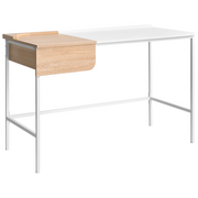 Scrivania da ufficio per casa in truciolare bianco con gambe in ferro 120 x 60 cm con cassetto Minimalista