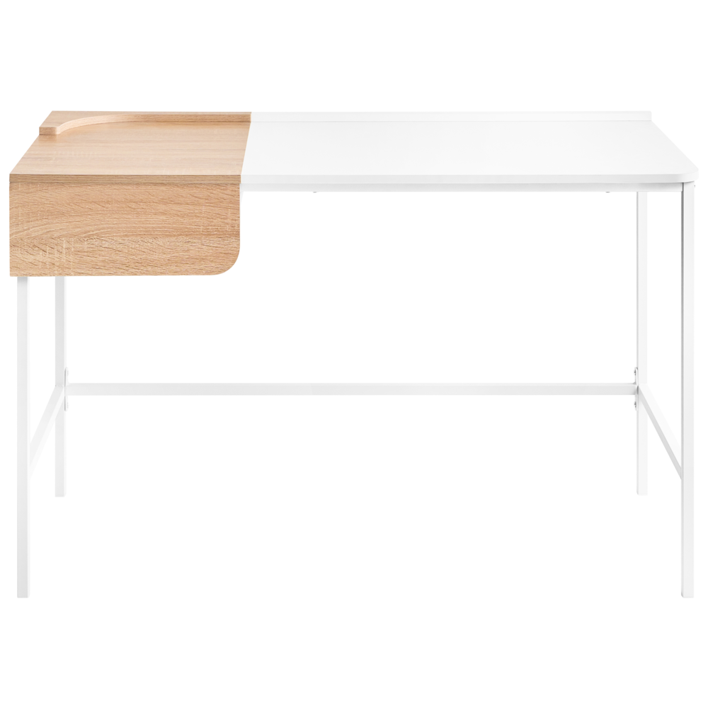 Scrivania da ufficio per casa in truciolare bianco con gambe in ferro 120 x 60 cm con cassetto Minimalista