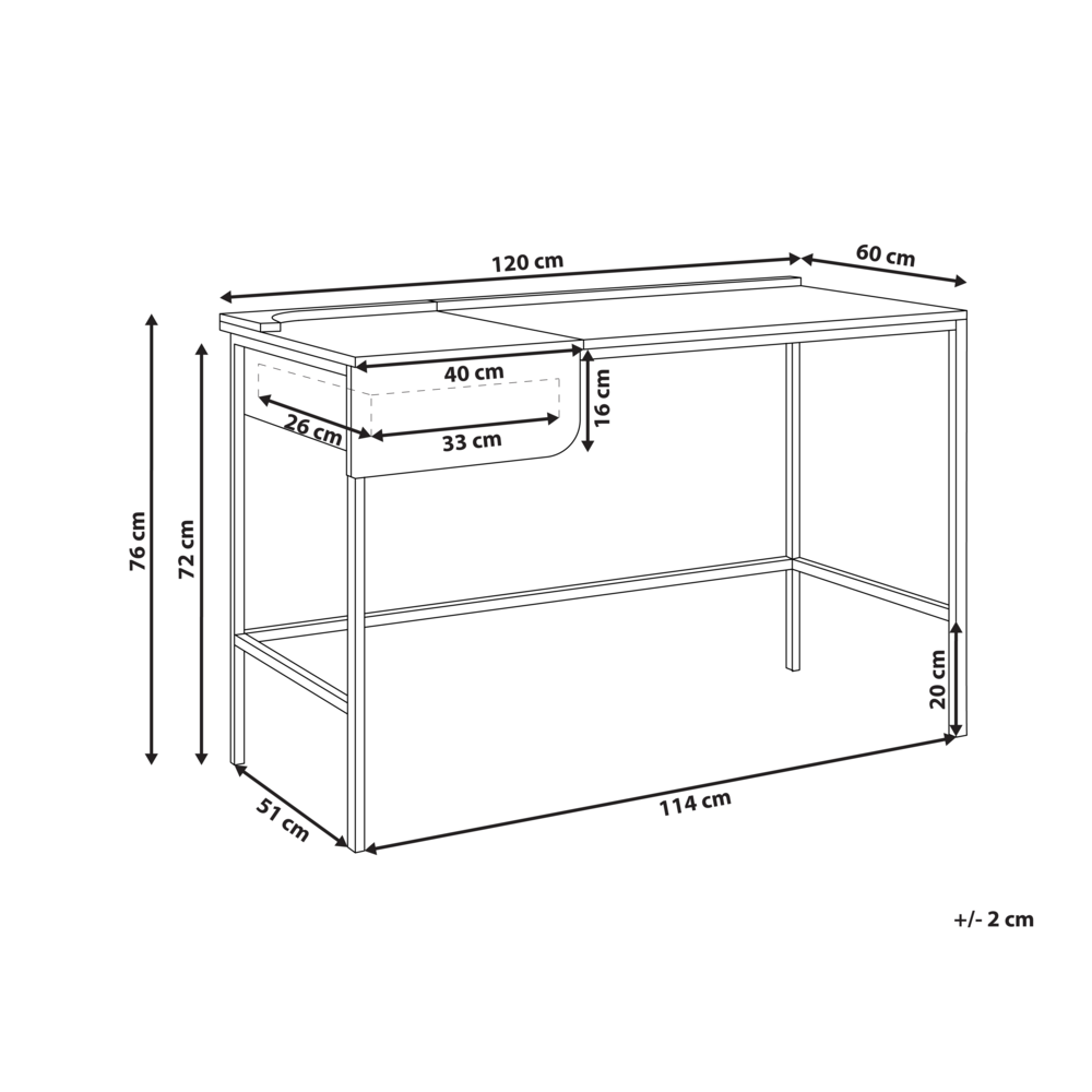 Scrivania da ufficio per casa in truciolare bianco con gambe in ferro 120 x 60 cm con cassetto Minimalista