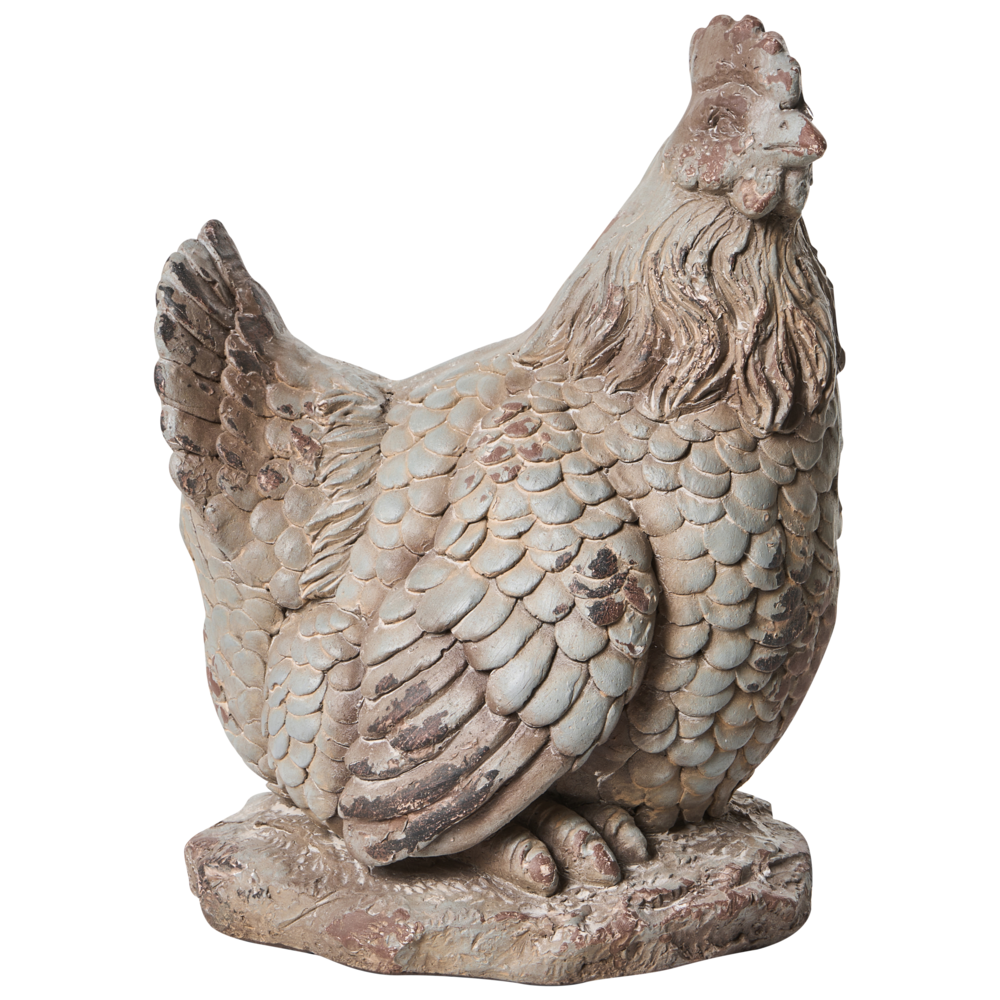 Set di 2 statuine decorative da giardino in MgO beige Elemento decorativo a forma di gallina per giardino terrazza e patio