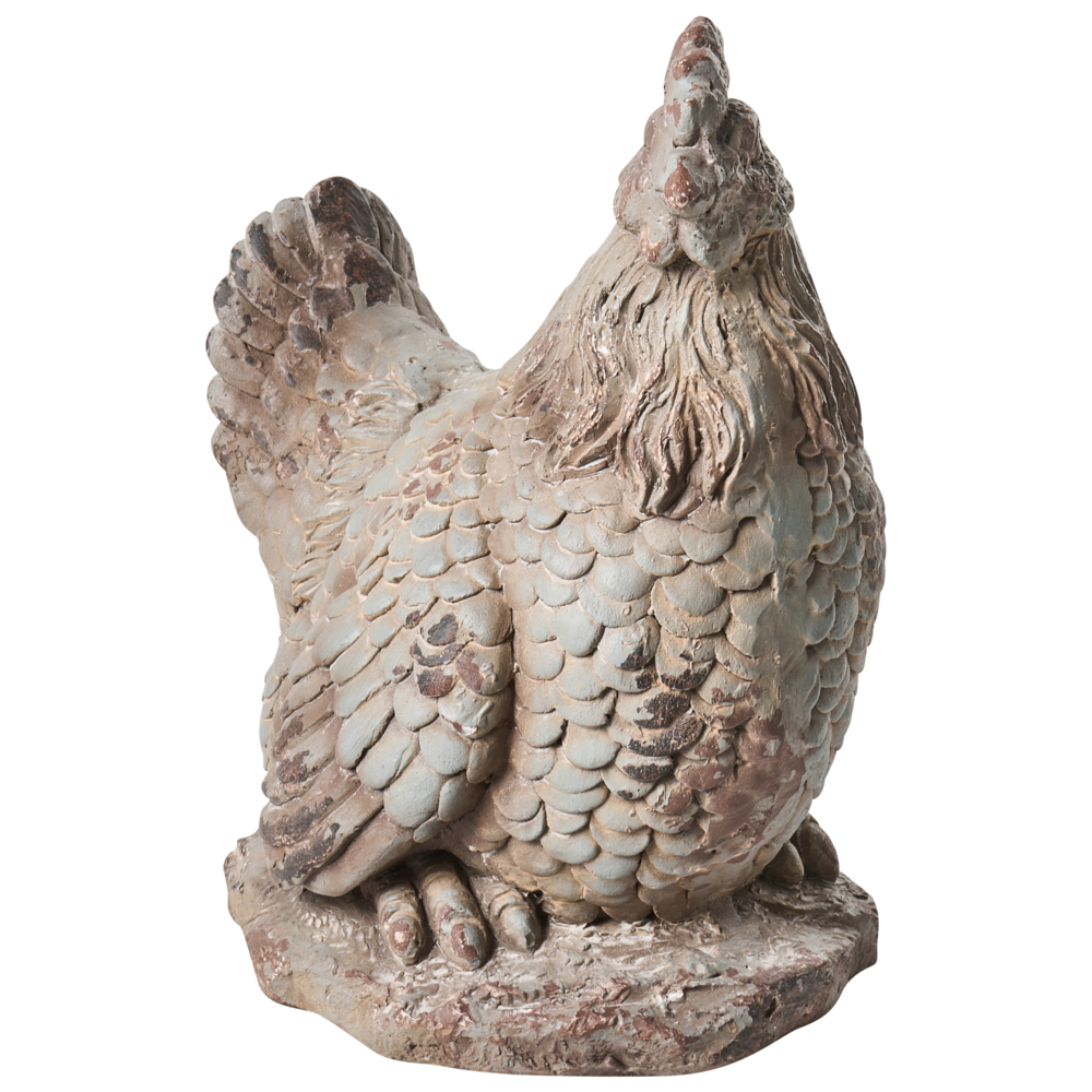 Set di 2 statuine decorative da giardino in MgO beige Elemento decorativo a forma di gallina per giardino terrazza e patio