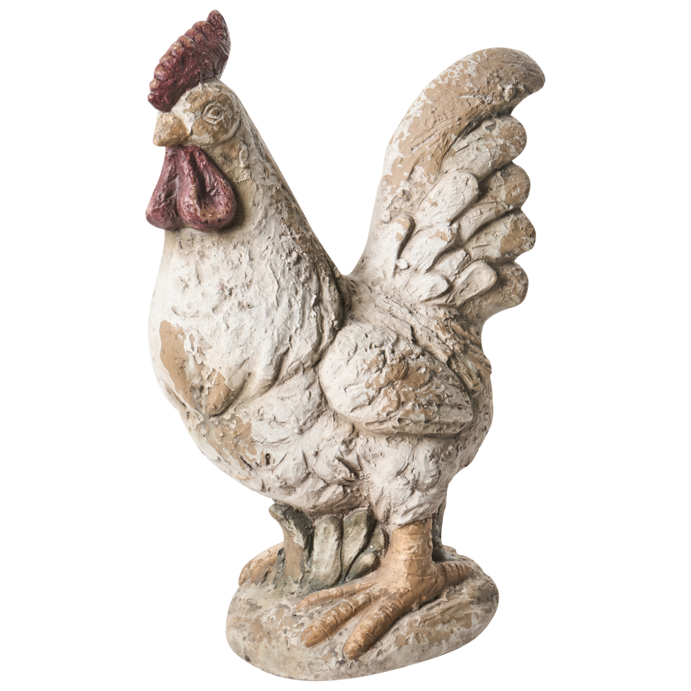 Set di 2 statuine decorative da giardino in MgO beige Elemento decorativo a forma di gallina per giardino terrazza e patio