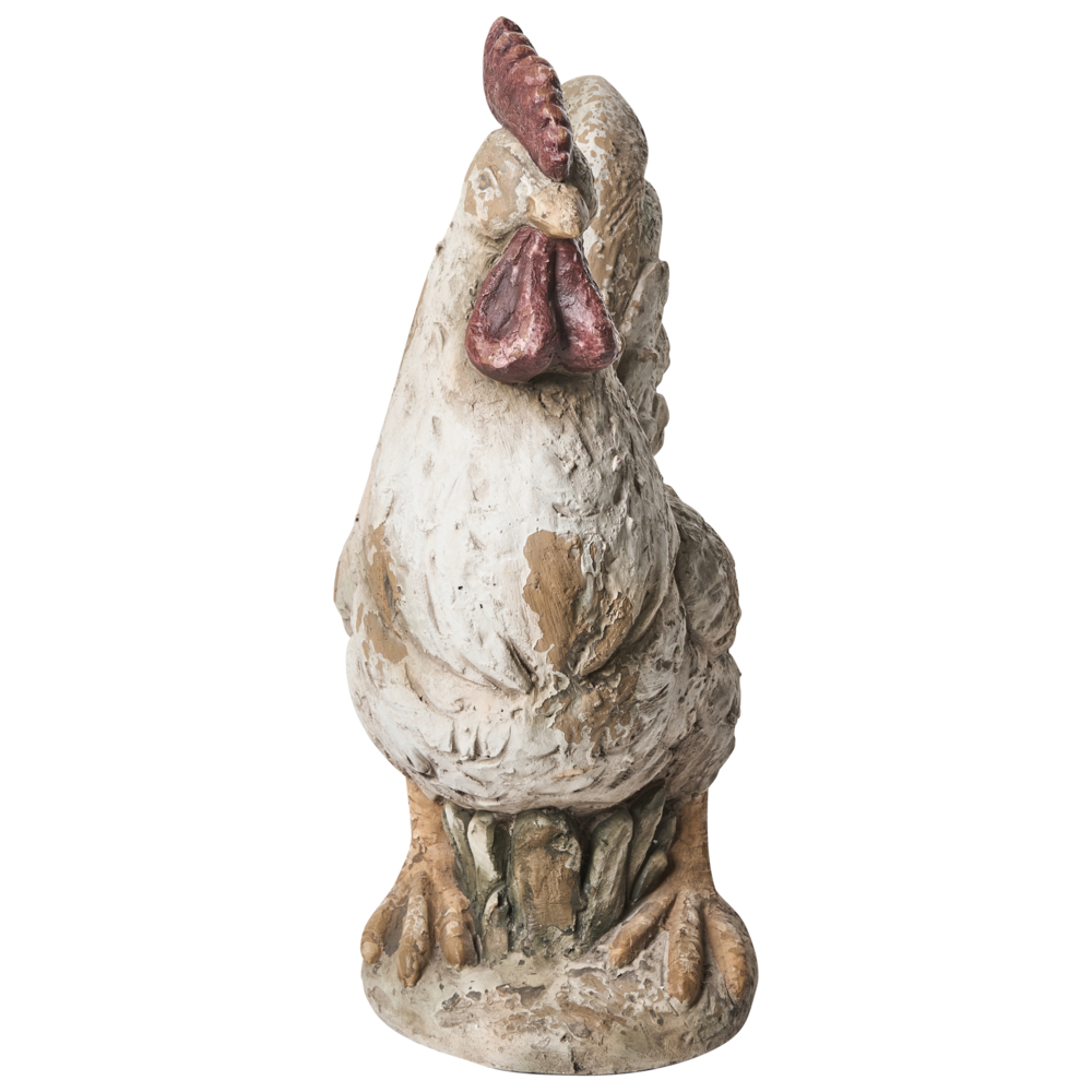 Set di 2 statuine decorative da giardino in MgO beige Elemento decorativo a forma di gallina per giardino terrazza e patio