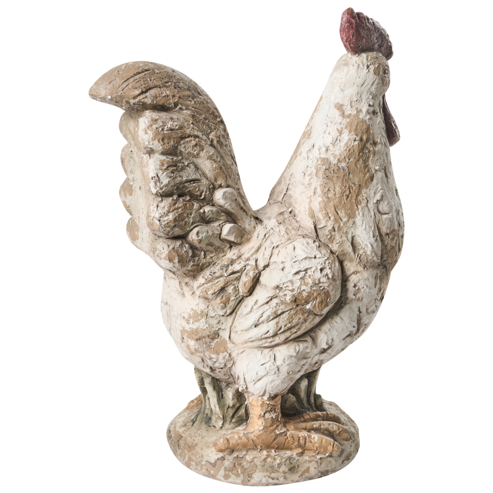 Set di 2 statuine decorative da giardino in MgO beige Elemento decorativo a forma di gallina per giardino terrazza e patio